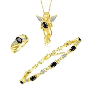 Authentic The Celestial Sentinel: Faceted Onyx and Diamond Guardian Angel Talisman Set