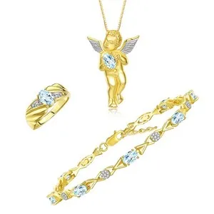 Authentic Celestial Guardian Aquamarine and Diamond Radiance Set