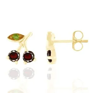 Authentic Celestial Harvest: Garnet and Chrome Diopside Sacred Studs