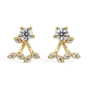 Authentic Celestial Blossom: 0.70 CTW Lab-Grown Diamond Cherry Stud Earrings in Sterling Silver