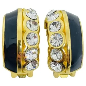 Authentic Dior Radiant Enamel and Crystal Sacred Geometry Clip Earrings
