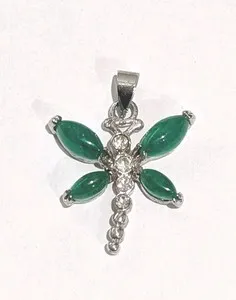 Authentic Apple‑Jade Dragonfly Pendant – 18K White Gold Enchantment