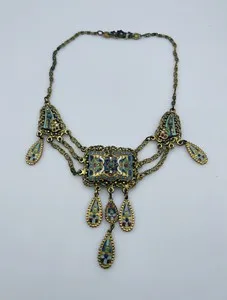 Authentic The Gilded Horizon: Persian Enamel and Gold-Plated Heritage Necklace