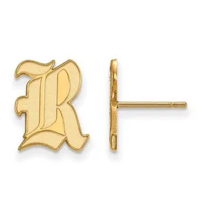 Authentic Rice University Radiant Post Earrings – 14K Gold‑Plated