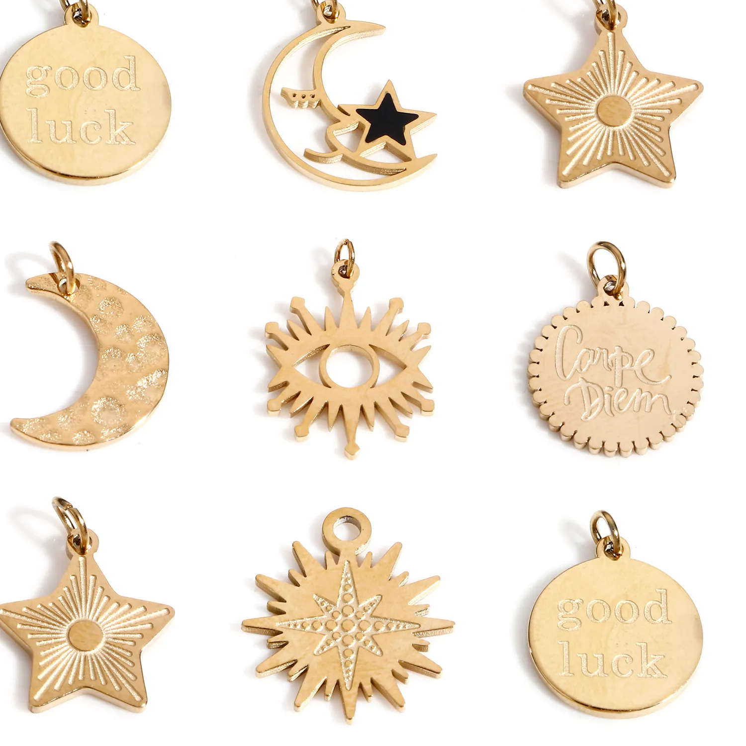 Authentic The Celestial Aegis: Gold-Hued Pentagram and Moon Face Talisman