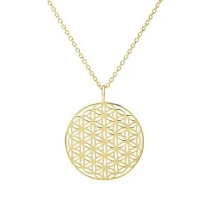 Authentic The Golden Blossom of Eternity: 18K Gold-Plated Flower of Life Pendant