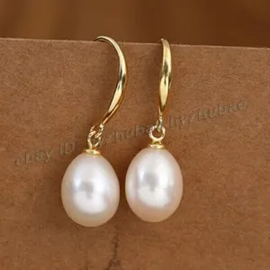 Authentic Luminous Rice Pearl Dangle Earrings: Vessels of Purity and Lunar Grace