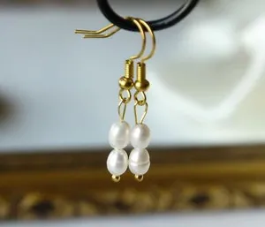 Authentic Moonlit Whisper: Delicate Freshwater Rice Pearl Hook Earrings