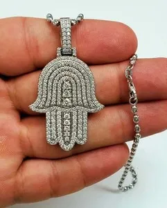 Authentic Celestial Hamsa: The Luminous Guardian of 14K White Gold