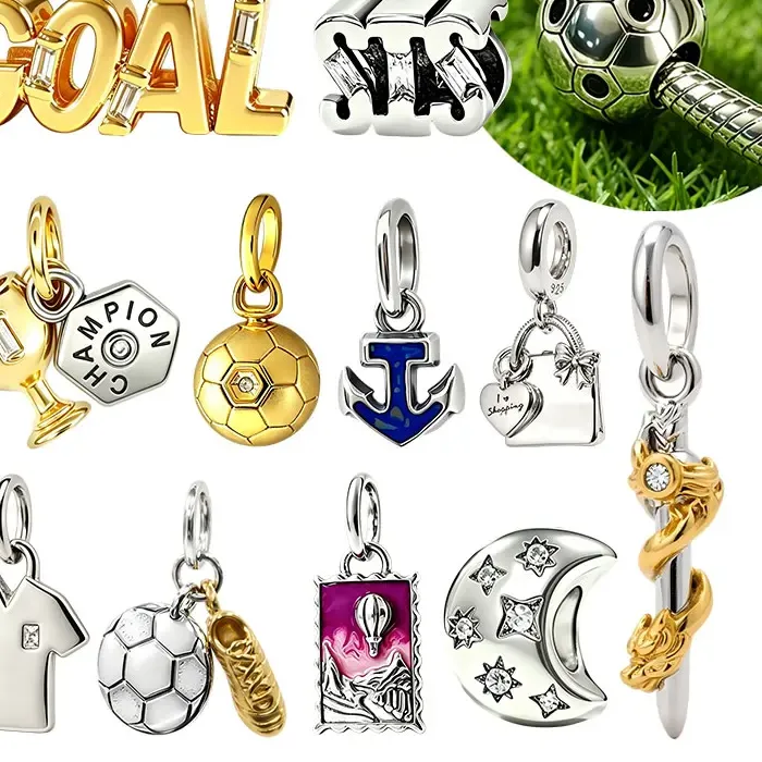 Authentic Celestial Dragon Soccer Charm Bracelet – Gold‑Plated S925 Silver with Moon Zircon