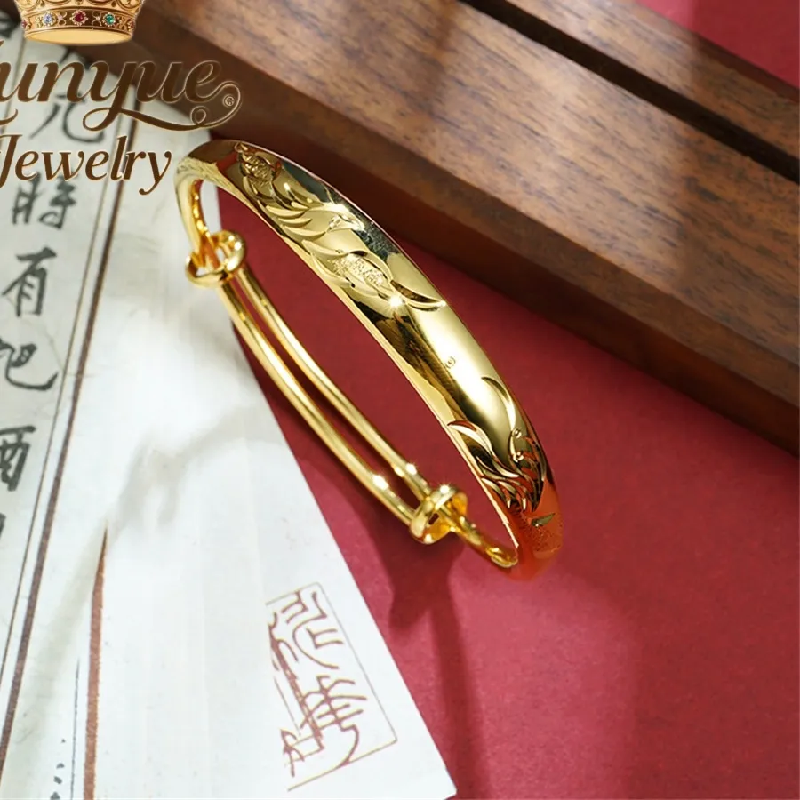 Authentic Celestial Dragon‑Phoenix Gold Sliding Bracelet – Mystic Harmony