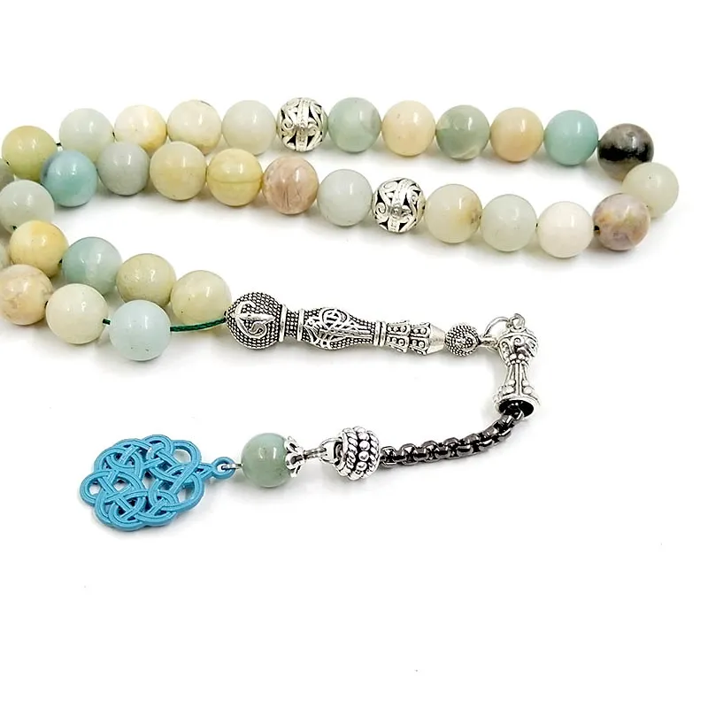 Authentic Natural Amazon stone, Tasbir, Muslim rosary,33/45/51/66/99/100 beads, Arabian accessory,Eid al-Fitr,Turkish jewelry