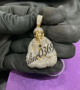 Authentic The Radiant Awakening 3D Buddha Moissanite Talisman in 14k Yellow Gold Plated Silver