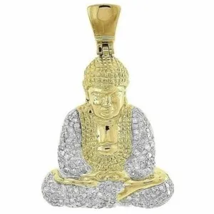Authentic The Radiant Lotus: 14K Gold Plated Moissanite Buddha Meditation Pendant