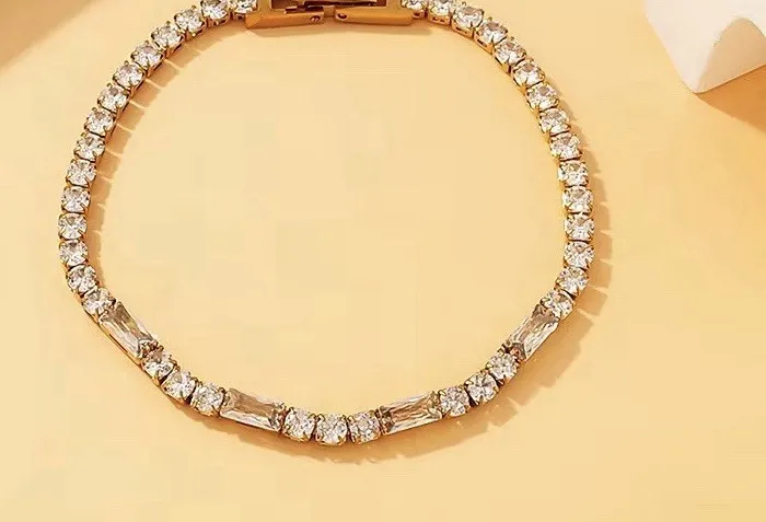 Authentic The Celestial Stream: Radiant Baguette Crystal Tennis Bracelet
