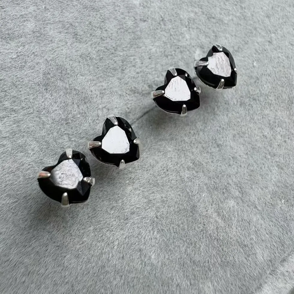 Authentic Aurora of Protection: Black Spinel Heart Earring