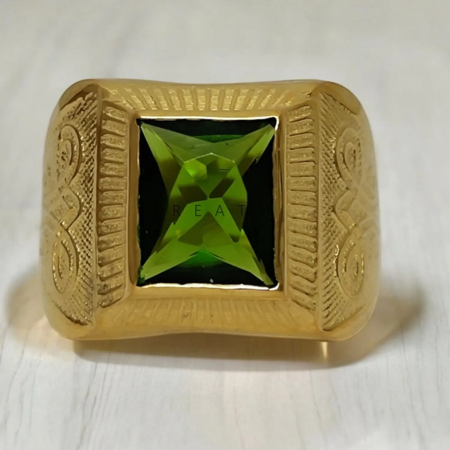 Authentic The Emerald Dawn Peridot and Gold-Plated Silver Talisman Ring