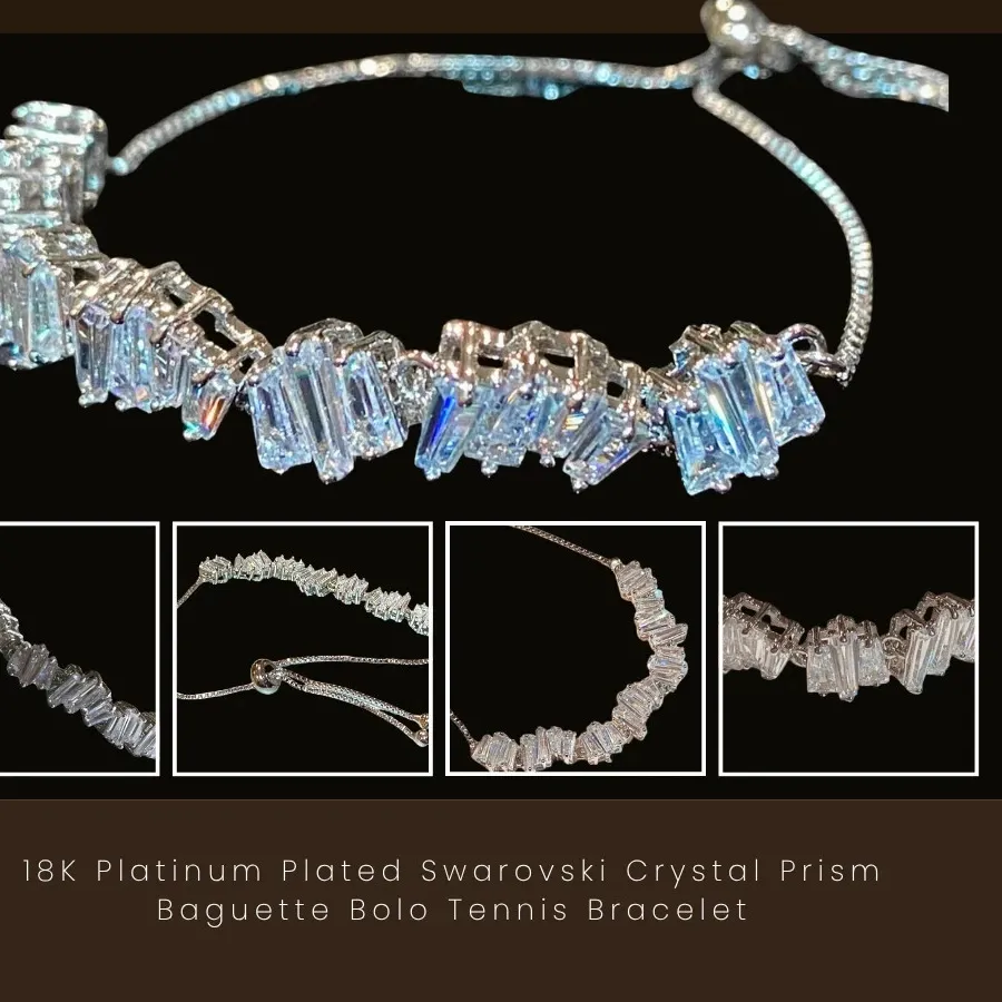 Authentic Prismatic Protection: 18K White Gold Plated Simulated Diamond Bolo Bracelet