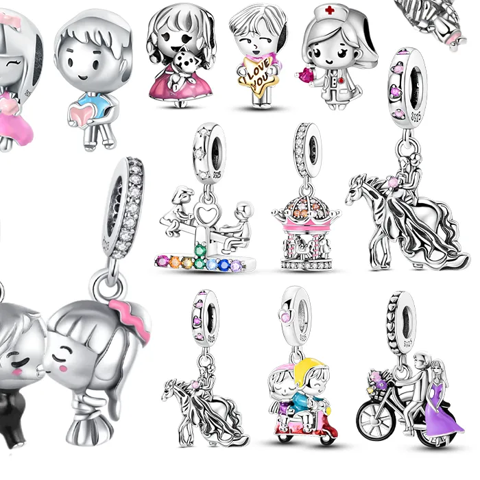 Authentic Silver Heart of Union: Boy & Girl Love Charm for Sacred Bracelets
