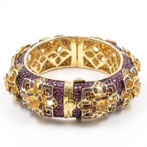 Authentic The Golden Solar Fire Bangle: Natural Ruby and Citrine Sacred Talisman