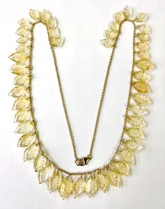Authentic HSN Rarities Gold-Plated Over Sterling Carved Citrine Gemstone 24" Drop Necklace