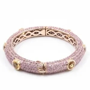 Authentic Radiant Solar Bloom Citrine and Sapphire Rose Gold Bangle