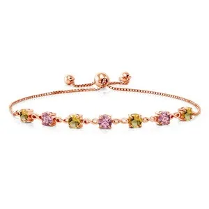 Authentic Gemstone Birthstones and Pink Lab Grown Diamond Infinity Tennis Bracelet for