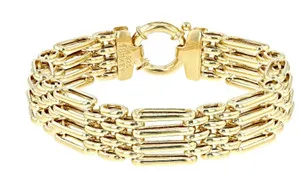 Authentic Protective Panther: 14k Gold Plated Figaro & Panther Link Hip Hop Bracelet