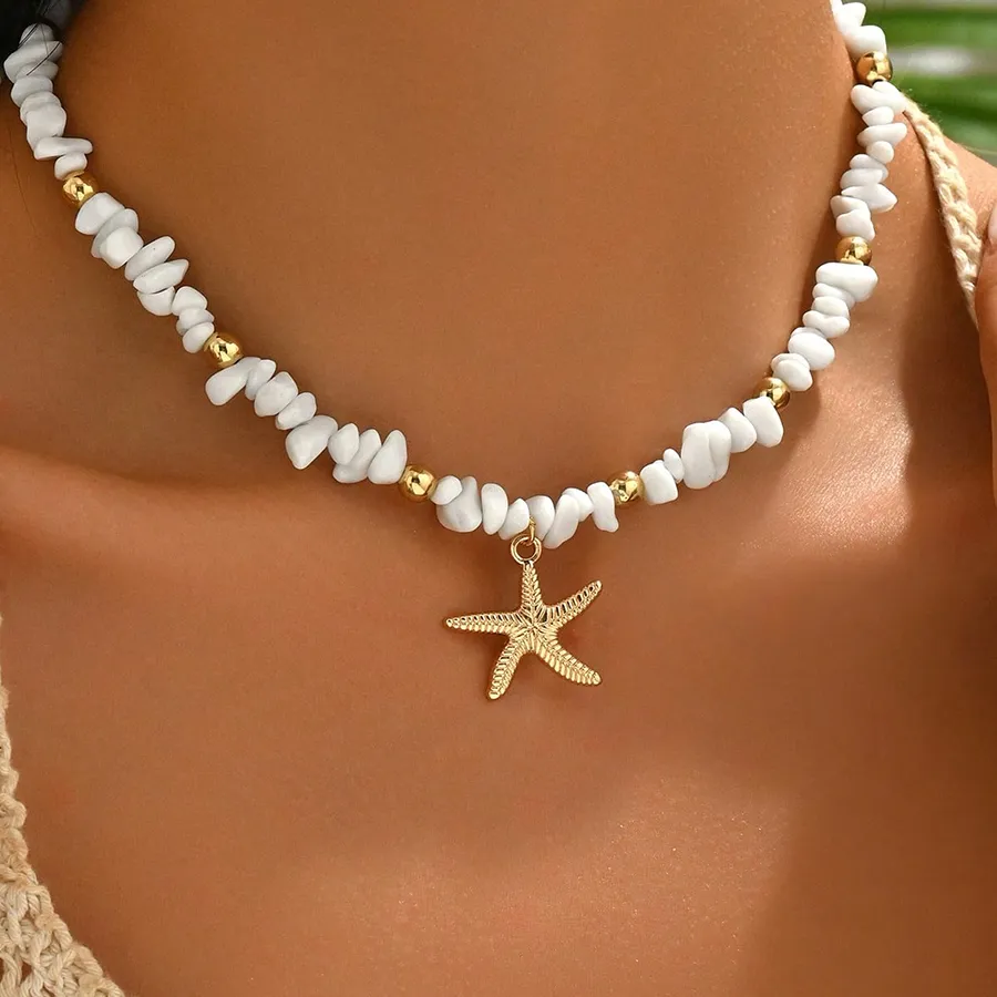 Authentic Fashionable Natural Seashell Beaded Necklace Shell Pendant Ocean Inspired Jewelry Choker Suitable For Women Holiday Party Daily