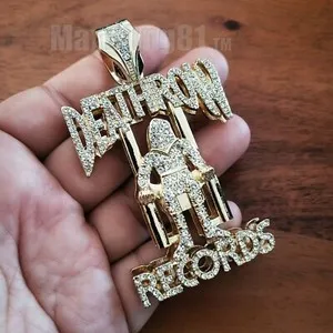 Authentic HIP HOP RAPPER STYLE ICED CUBIC ZIRCONIA GOLD PLATED LARGE BLING CHARM PENDANT