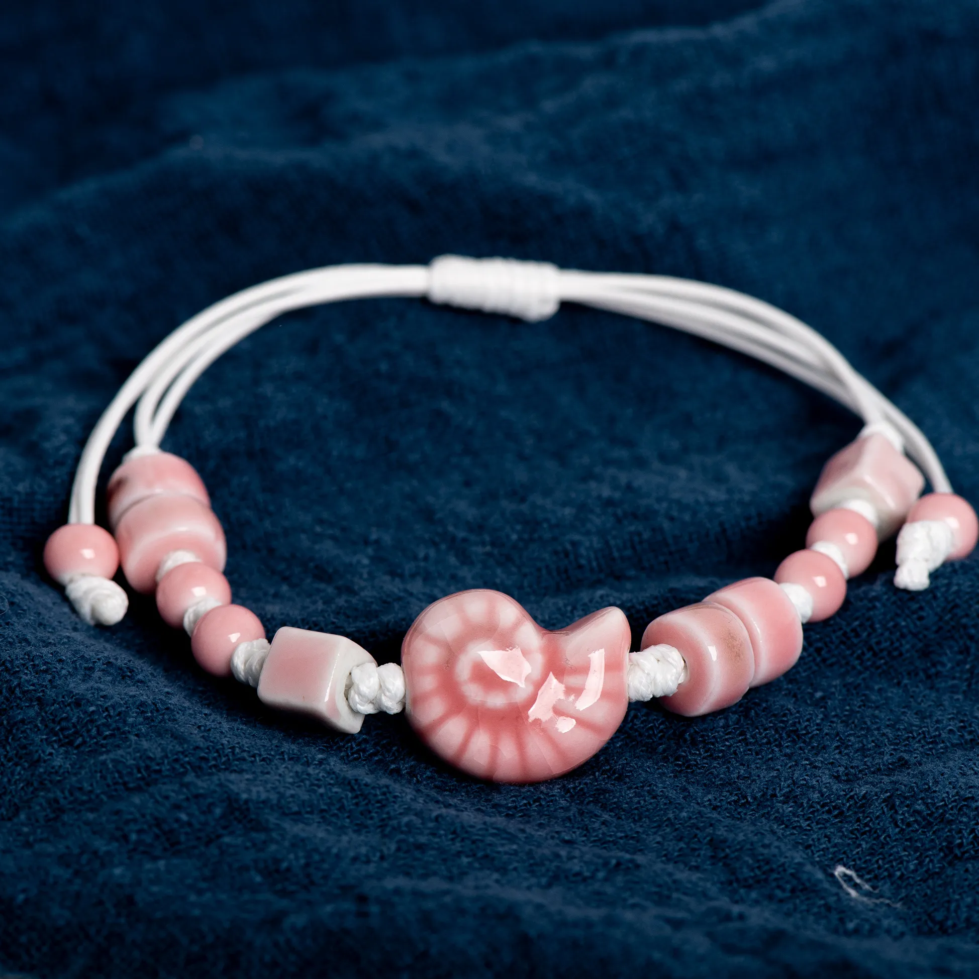 Authentic Handmade Ceramic Seashell Bracelet Adjustable Vintage Ocean Style Minimalist Jewelry for Couples 154