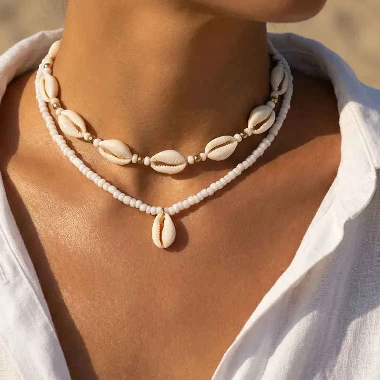 Authentic Talisman Of The Ocean Depths Double Stranded Shell And Pearl Choker