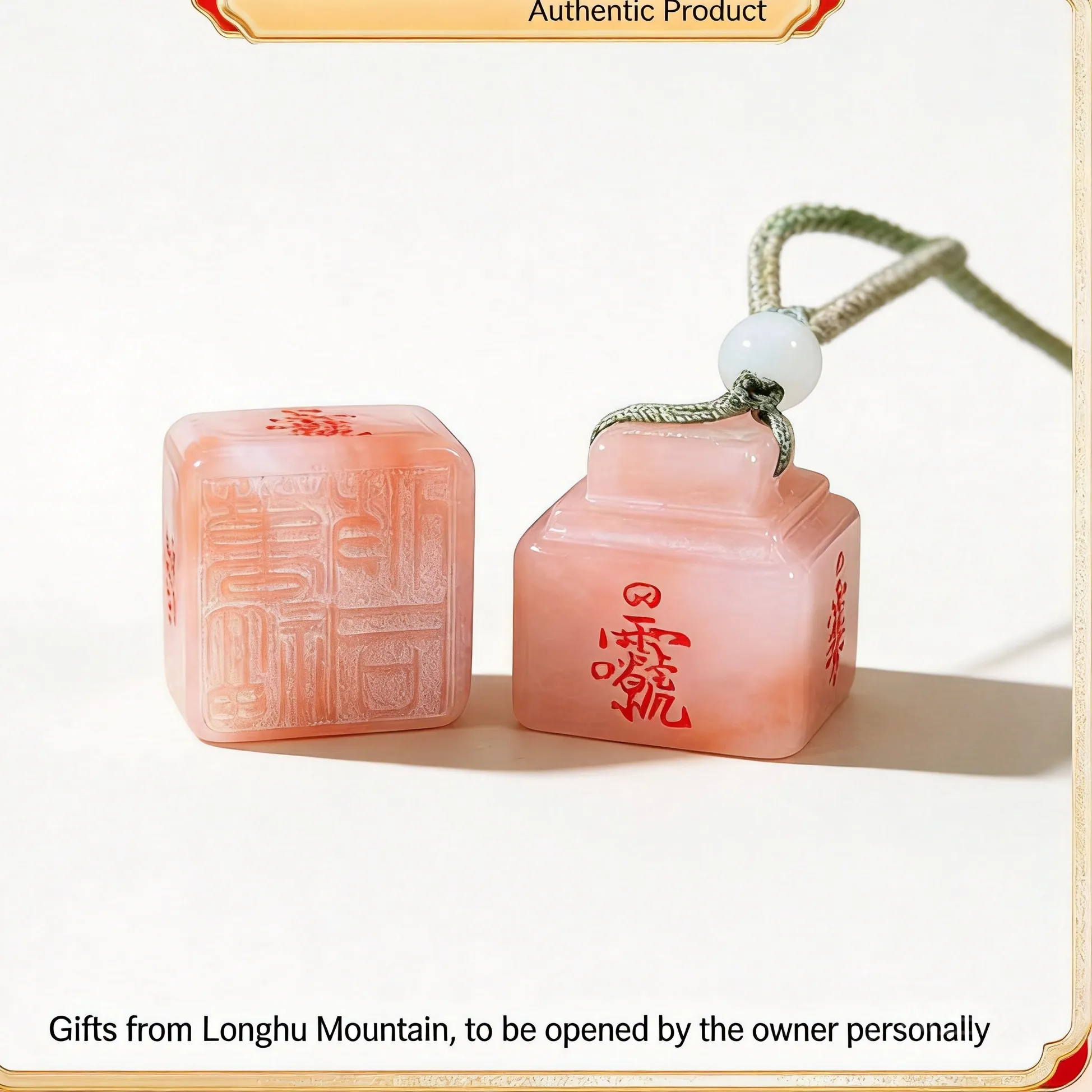 Authentic Lucky Attractor: Pink Jade Seal of Abundance