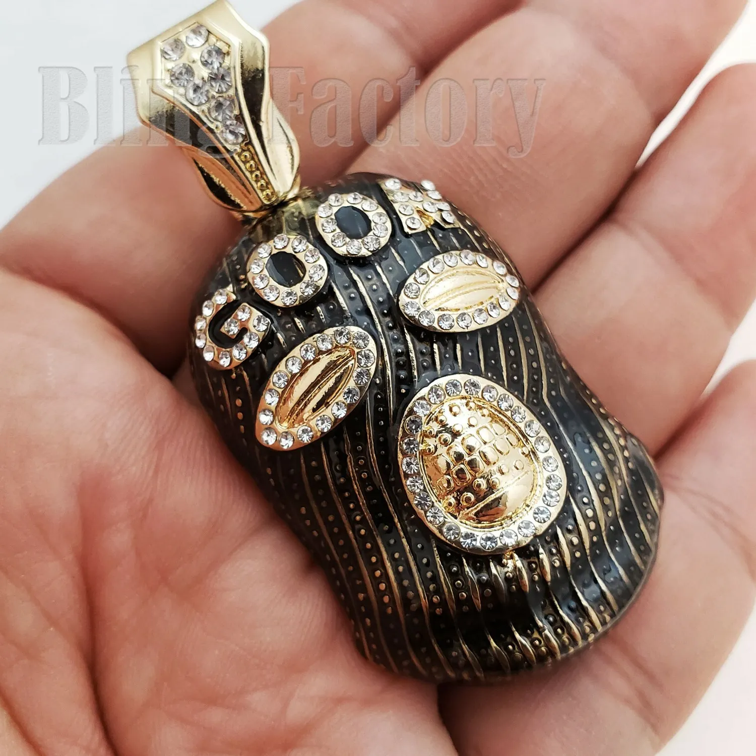 Authentic HIP HOP ICED RAPPER STYLE CZ GOLD PLATED MASKED GOON CHARM PENDANT JEWERLY