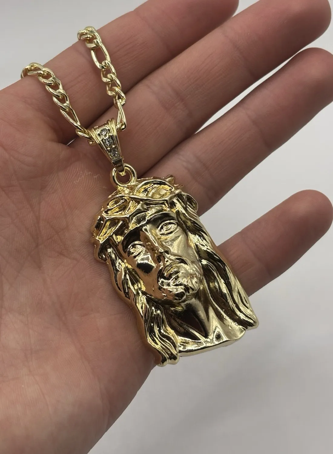 Authentic Sacred Jesus Head Pendant - Gold Plated Aura Protection for the Soul