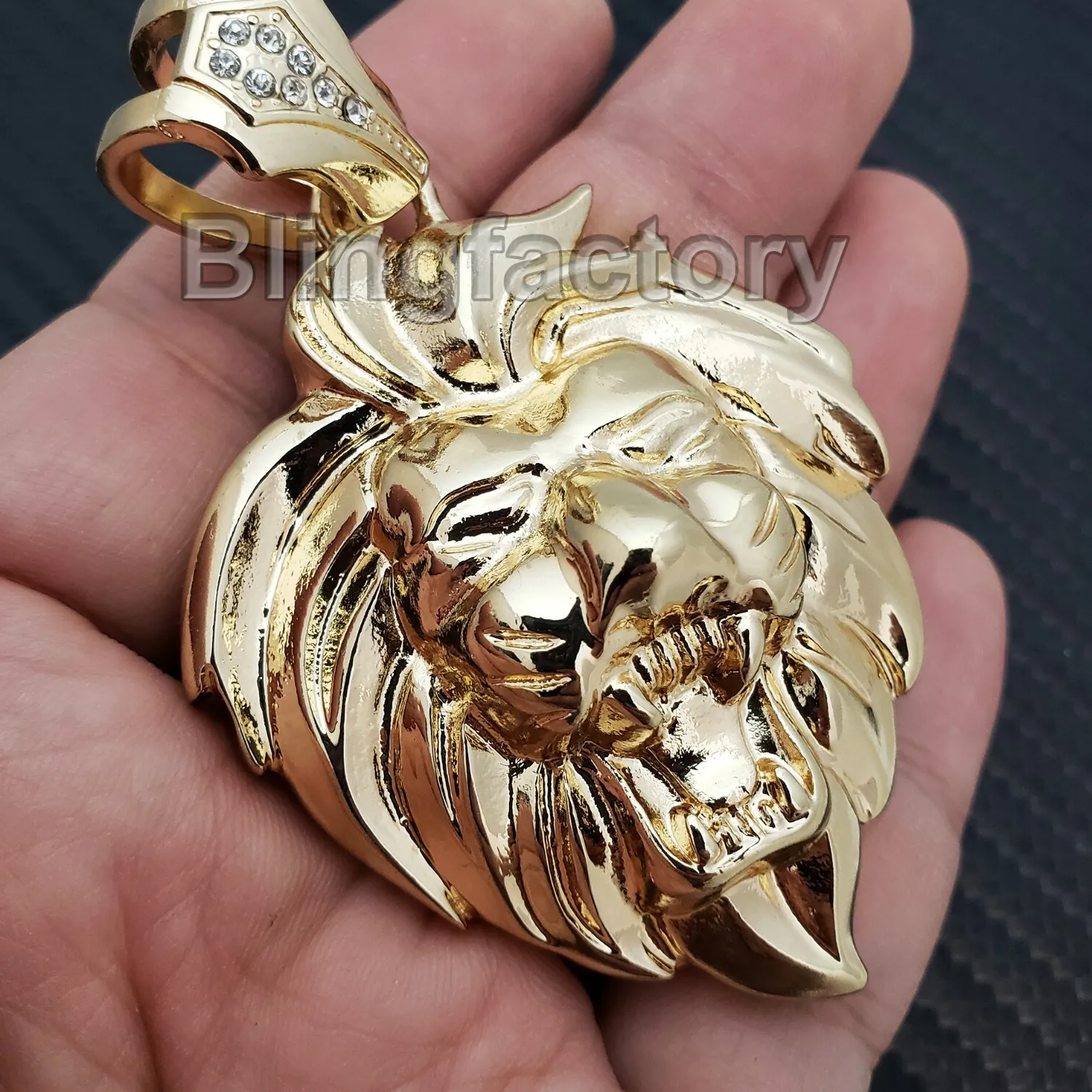 Authentic HIP HOP ICED RAPPER STYLE GOLD PLATED LION HEAD LEO CHARM PENDANT