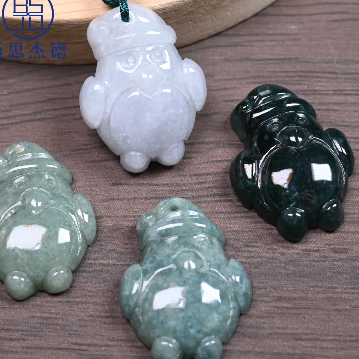 Authentic Myanmar Jadeite Santa Claus Pendant Charm Talismans Accessories Luxury Necklace Natural Jewelry Real Jade Gifts for Women