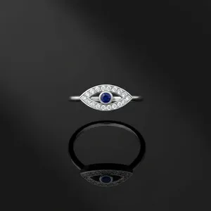 Authentic The Gaze of Protection: 14K Gold-Plated Sapphire Evil Eye Ring