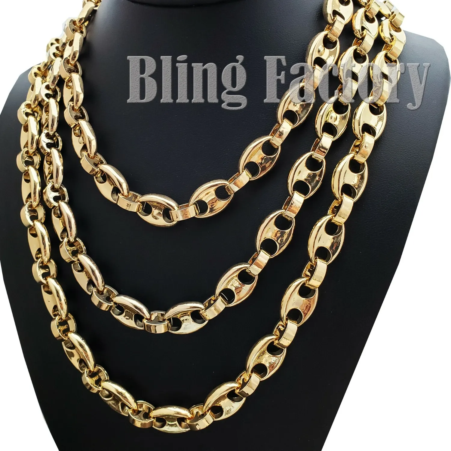 Authentic Hip Hop Gold Plated Rapper's 6mm 18" 20" 24" Marina Link Chain Bling Necklace