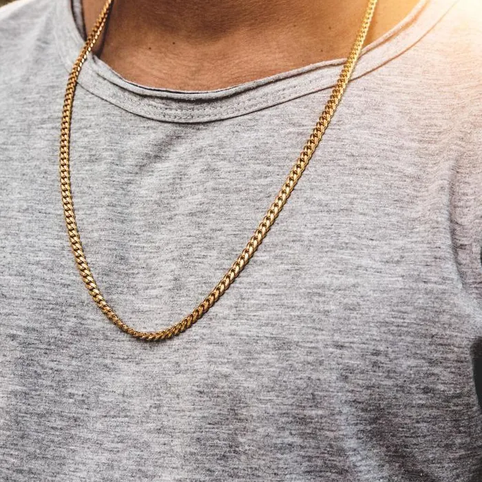 Authentic Hip Hop Rapper's 14K Stamped Gold plated 3mm 5mm Miami Cuban Link Chain Necklace