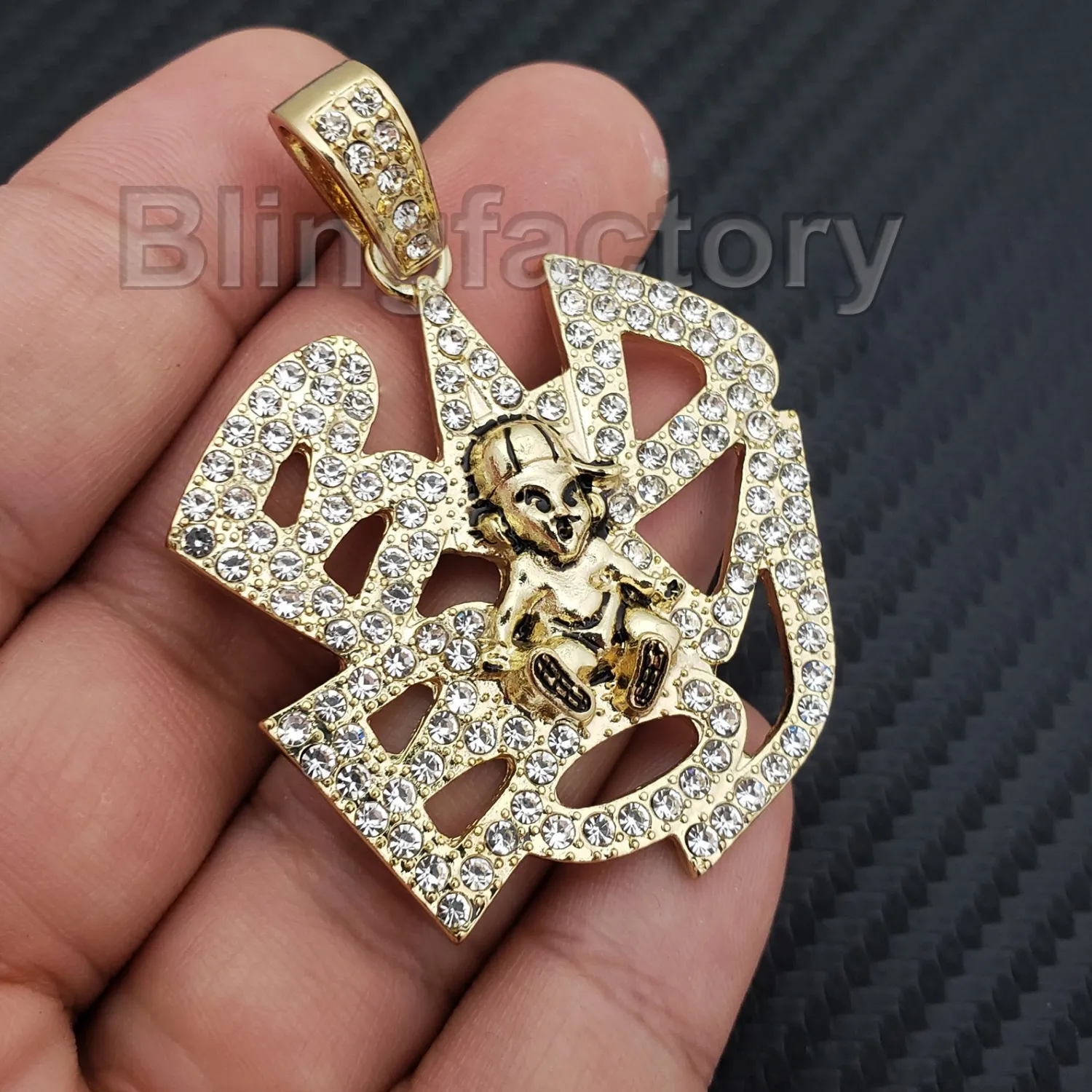 Authentic HIP HOP ICED LAB DIAMOND RAPPER'S GOLD PLATED BAD BOY BUST DOWN CHARM PENDANT