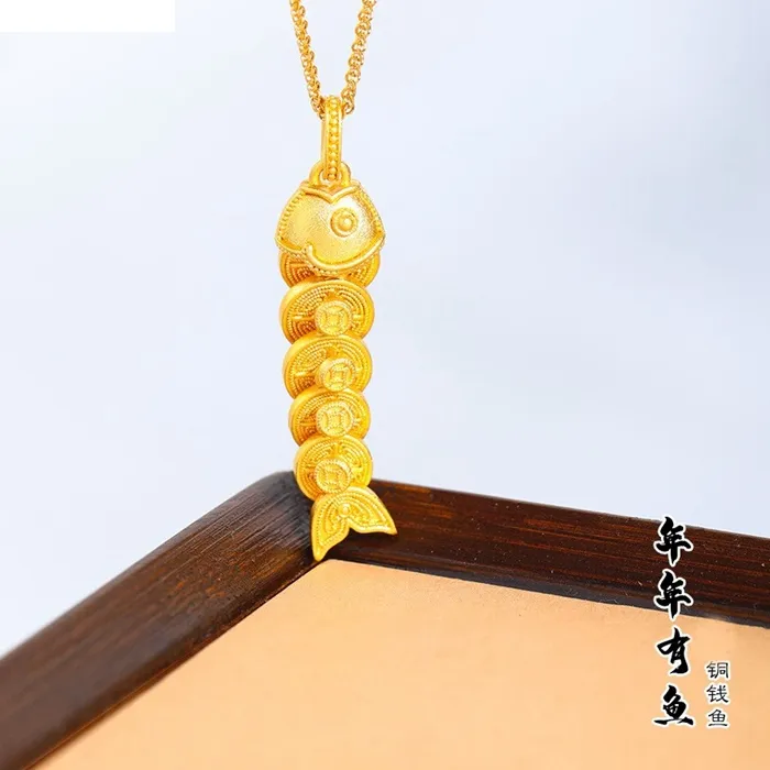Authentic QEENKISS Gold Fish Coin Necklace Pendants For Women Wedding Party Birthday Christmas Bride Mother Girl Ladies Gifts PT5191