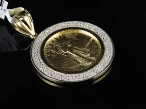 Authentic 1.5 Ct Statue Of Liberty Coin Medallion Pendant 14k Yellow Gold Plated Silver