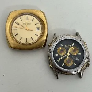 Authentic Broken Vintage LONGINES ELECTRONIC gold plated 1970s & Bulova Chrono Marine Star