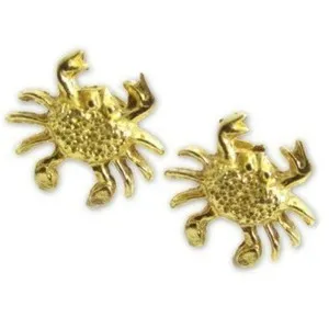 Authentic Vintage Adorable Tiny Gold Plated Beach Crab Textured Stud Earrings*Marine Love