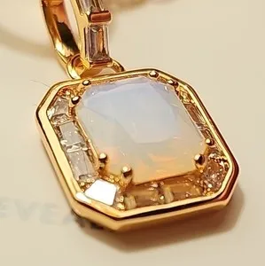 Authentic BP OG Necklace- Rose Gold Plated Lab-Created White Moonstone Pendant 18"+2.5"