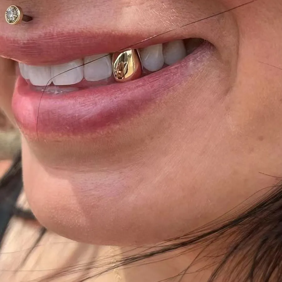 Authentic Celestial Sun‑Kissed Tooth Charm – 14K Gold‑Plated Aura Grill