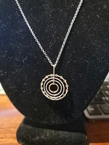 Authentic Frederic Duclos Four Circles Necklace Sterling Silver and Yellow Gold Plated