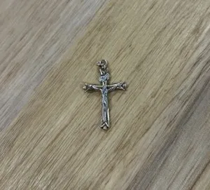 Authentic Sterling Silver Gold Plated Crucified Jesus Christian Cross Pendant Charm