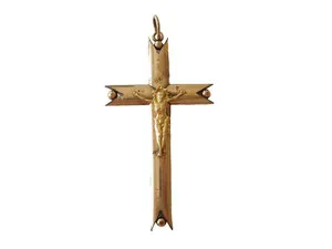 Authentic The Art Deco Sanctum: Gilded Vintage Cross Pendant